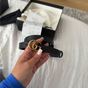 Gucci Black Belt with Gold GG Buckle